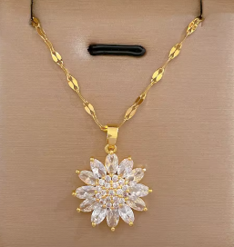 High Quality Flower Pendant Necklaces 18k Gold Plated Stainless Steel- Multiple Designs