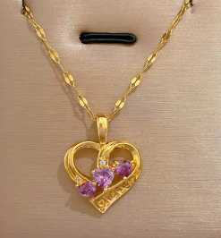 Heart Shaped Pendant Necklaces High Quality 18k Gold Plated Stainless Steel- Available in Multiple Designs