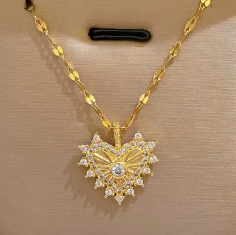Heart Shaped Pendant Necklaces High Quality 18k Gold Plated Stainless Steel- Available in Multiple Designs
