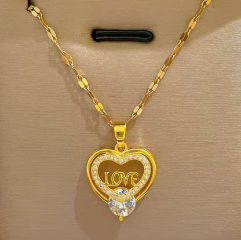 Heart Shaped Pendant Necklaces High Quality 18k Gold Plated Stainless Steel- Available in Multiple Designs