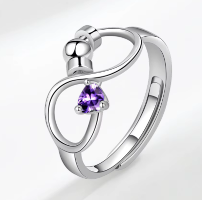 925 Sterling Silver 12 Zircon Birthstone Rings Personality Rotating Infinity Engagement Wedding Anti-Anxiety