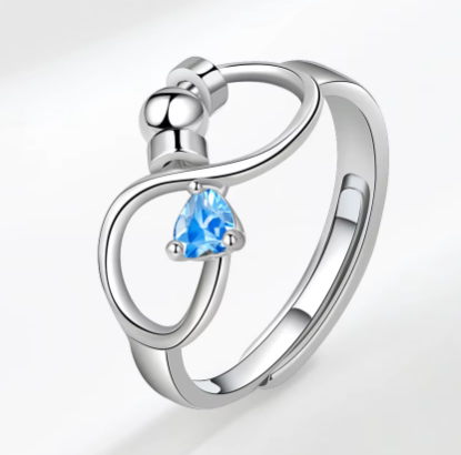 925 Sterling Silver 12 Zircon Birthstone Rings Personality Rotating Infinity Engagement Wedding Anti-Anxiety