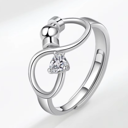 925 Sterling Silver 12 Zircon Birthstone Rings Personality Rotating Infinity Engagement Wedding Anti-Anxiety