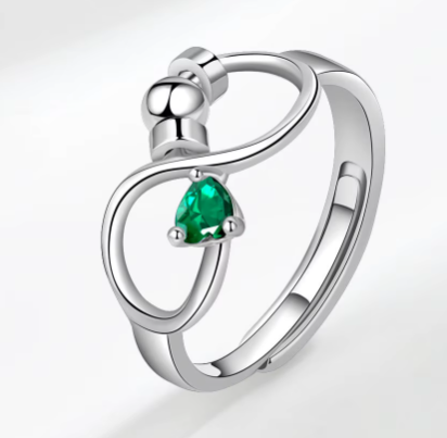 925 Sterling Silver 12 Zircon Birthstone Rings Personality Rotating Infinity Engagement Wedding Anti-Anxiety