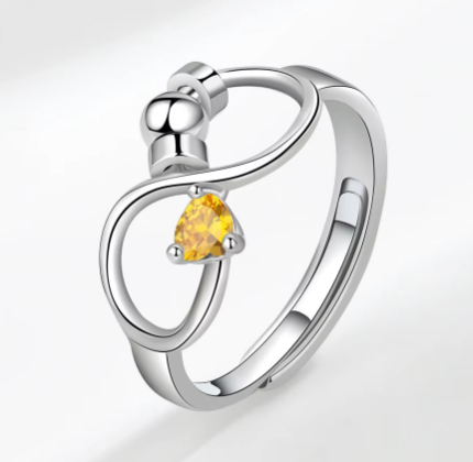 925 Sterling Silver 12 Zircon Birthstone Rings Personality Rotating Infinity Engagement Wedding Anti-Anxiety