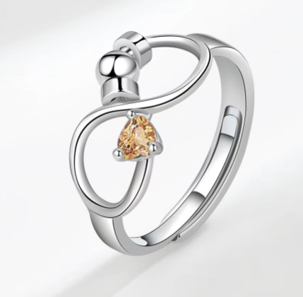 925 Sterling Silver 12 Zircon Birthstone Rings Personality Rotating Infinity Engagement Wedding Anti-Anxiety