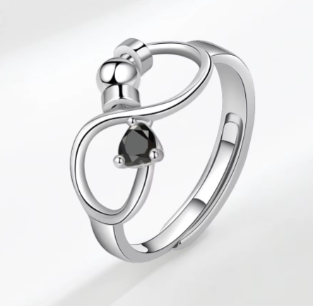 925 Sterling Silver 12 Zircon Birthstone Rings Personality Rotating Infinity Engagement Wedding Anti-Anxiety