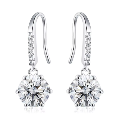 Elegant 925 Sterling Silver Moissanite Dangling Earring