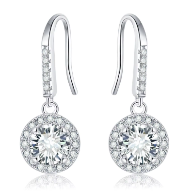 Classic 925 Sterling Silver Moissanite Dangling Earring