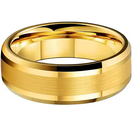 Classic Tungsten Carbide Gold Plated 8mm Wedding Band for Men Women