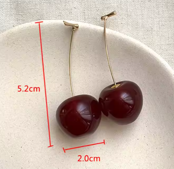 Cherry-Shaped Drop Earrings in Different Sizes