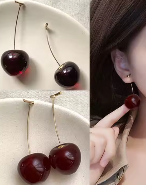 Cherry-Shaped Drop Earrings in Different Sizes