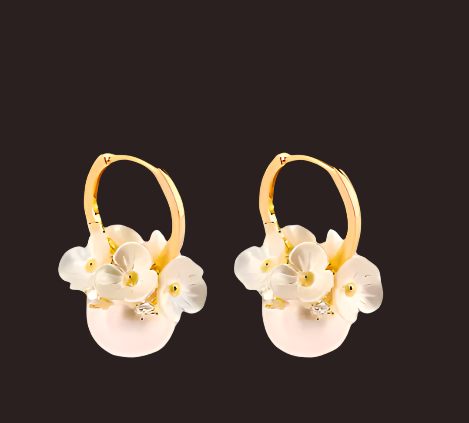 Elegant Flower Pearl 14K Gold Plated Earring