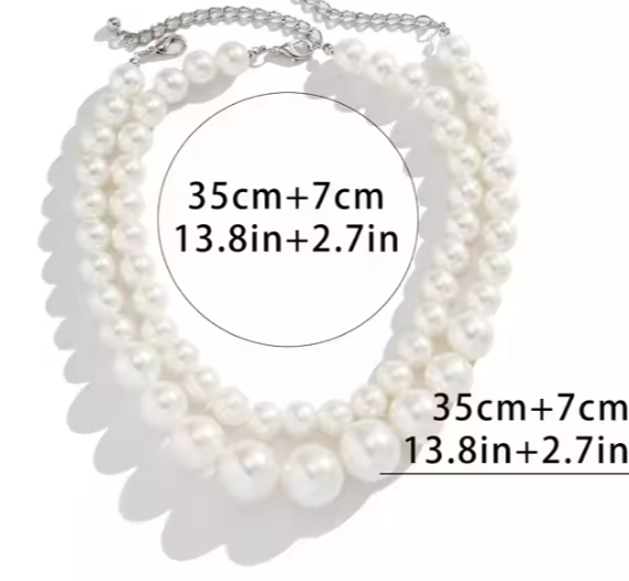 Trendy 2-Piece Set Bold Pearl Beaded Chain Choker Necklace