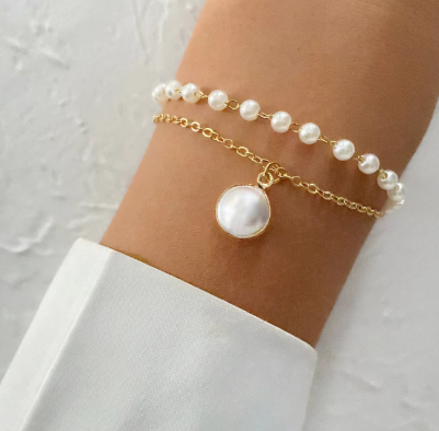 Pearl 2Pcs/Set Multilayer Adjustable Fashion Bracelet