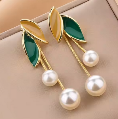 Long Tassel Korean Vintage Pearl 14K Gold Plated Earring