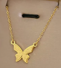 High Quality Elegant 18k Gold Plated Stainless Steel Butterfly Pendant Necklace