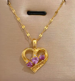 Elegant Heart  Pendant Necklaces High Quality 18k Gold Plated Stainless Steel