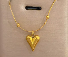 Elegant Heart  Pendant Necklaces High Quality 18k Gold Plated Stainless Steel