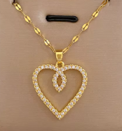 Elegant Heart  Pendant Necklaces High Quality 18k Gold Plated Stainless Steel