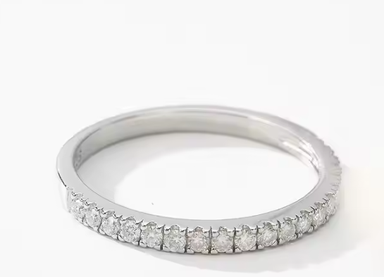Half Eternity 925 Sterling Silver Moissanite Wedding Ring Band for Women