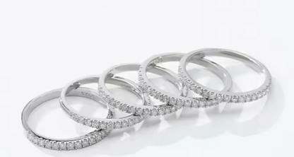 Half Eternity 925 Sterling Silver Moissanite Wedding Ring Band for Women