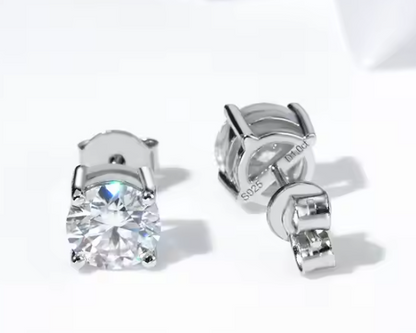 Round 925 Sterling Silver 18k Gold Plated Moissanite Stud Earring
