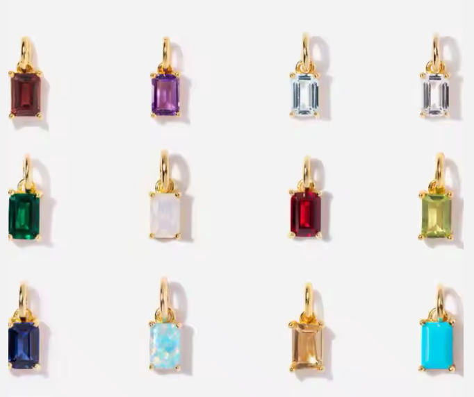 Birthstone 18k Gold Plated Stainless Steel Hypoallergenic Non Tarnish Waterproof Crystal Rhinestone Pendant Necklaces