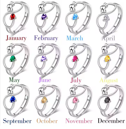 925 Sterling Silver 12 Zircon Birthstone Rings Personality Rotating Infinity Engagement Wedding Anti-Anxiety