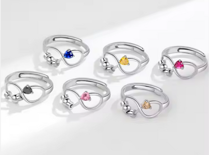 925 Sterling Silver 12 Zircon Birthstone Rings Personality Rotating Infinity Engagement Wedding Anti-Anxiety