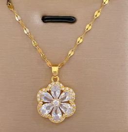 High Quality Flower Pendant Necklaces 18k Gold Plated Stainless Steel- Multiple Designs