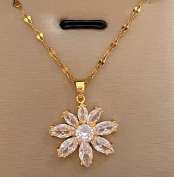 High Quality Flower Pendant Necklaces 18k Gold Plated Stainless Steel- Multiple Designs