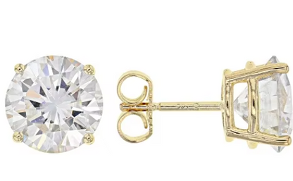 Round 925 Sterling Silver 18k Gold Plated Moissanite Stud Earring
