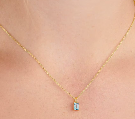 Birthstone 18k Gold Plated Stainless Steel Hypoallergenic Non Tarnish Waterproof Crystal Rhinestone Pendant Necklaces