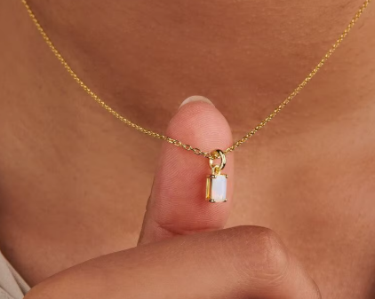 Birthstone 18k Gold Plated Stainless Steel Hypoallergenic Non Tarnish Waterproof Crystal Rhinestone Pendant Necklaces
