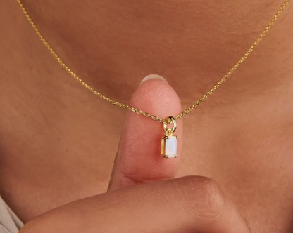Birthstone 18k Gold Plated Stainless Steel Hypoallergenic Non Tarnish Waterproof Crystal Rhinestone Pendant Necklaces