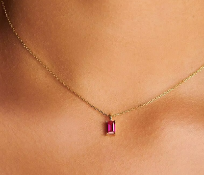 Birthstone 18k Gold Plated Stainless Steel Hypoallergenic Non Tarnish Waterproof Crystal Rhinestone Pendant Necklaces