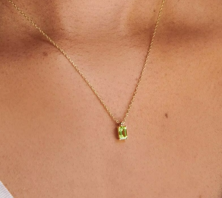 Birthstone 18k Gold Plated Stainless Steel Hypoallergenic Non Tarnish Waterproof Crystal Rhinestone Pendant Necklaces