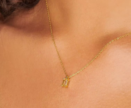 Birthstone 18k Gold Plated Stainless Steel Hypoallergenic Non Tarnish Waterproof Crystal Rhinestone Pendant Necklaces