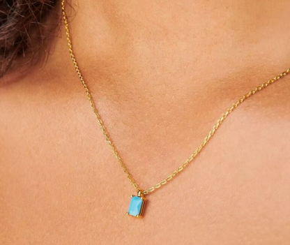 Birthstone 18k Gold Plated Stainless Steel Hypoallergenic Non Tarnish Waterproof Crystal Rhinestone Pendant Necklaces