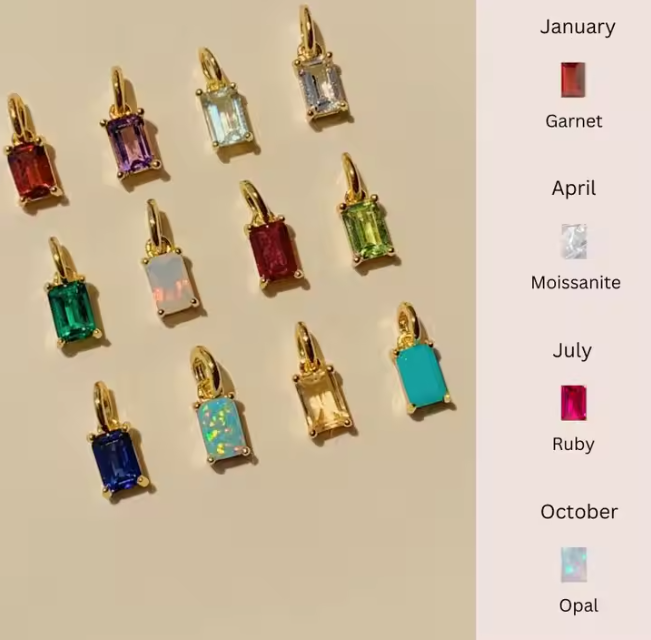 Birthstone 18k Gold Plated Stainless Steel Hypoallergenic Non Tarnish Waterproof Crystal Rhinestone Pendant Necklaces