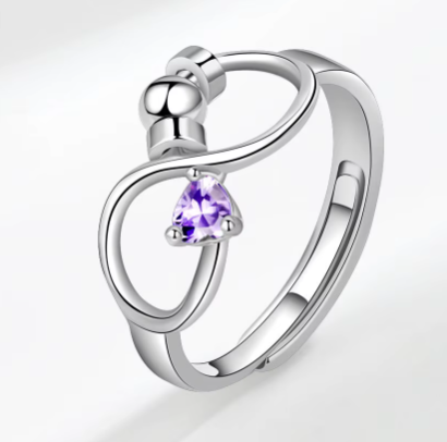 925 Sterling Silver 12 Zircon Birthstone Rings Personality Rotating Infinity Engagement Wedding Anti-Anxiety