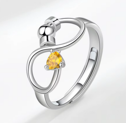 925 Sterling Silver 12 Zircon Birthstone Rings Personality Rotating Infinity Engagement Wedding Anti-Anxiety