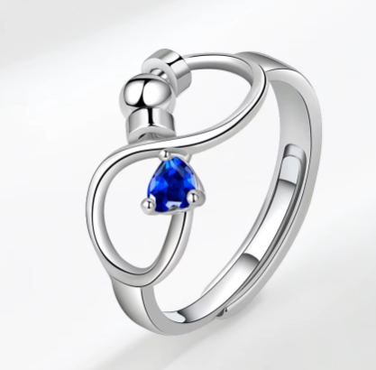 925 Sterling Silver 12 Zircon Birthstone Rings Personality Rotating Infinity Engagement Wedding Anti-Anxiety