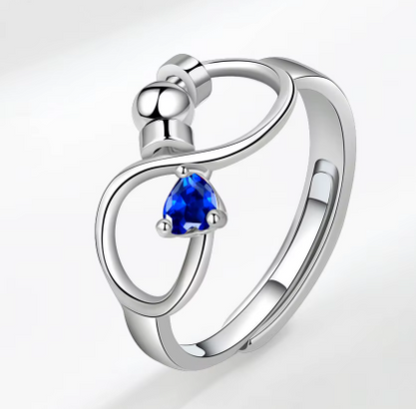 925 Sterling Silver 12 Zircon Birthstone Rings Personality Rotating Infinity Engagement Wedding Anti-Anxiety