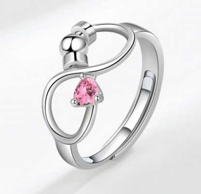 925 Sterling Silver 12 Zircon Birthstone Rings Personality Rotating Infinity Engagement Wedding Anti-Anxiety