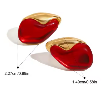 Red Natural Stone 18k Gold Plated Stainless Steel Drop Earring